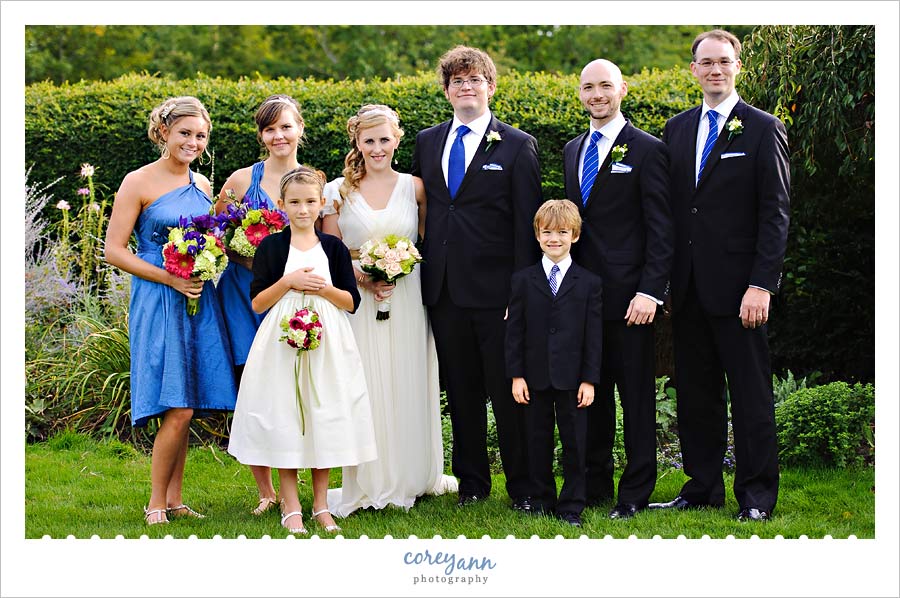 blue and cream bridal party
