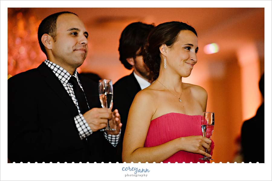guests reaction to toasts during reception