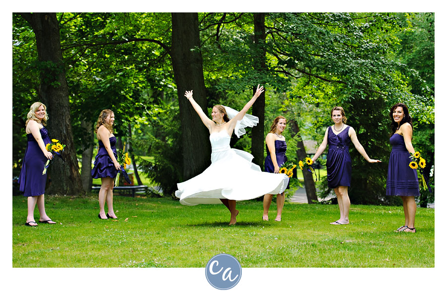 bride spinning in her wedding gown in ohio