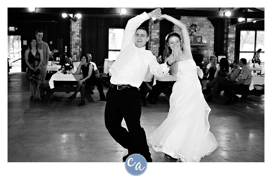 bride and groom first swing dance in ohio