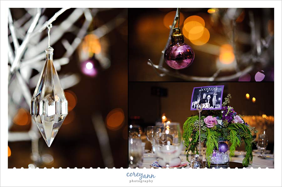 silver and purple wedding details from a winter wedding in ohio